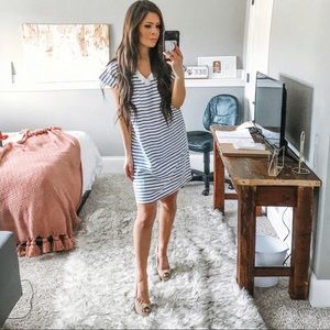 Stripe summer beachy Tee T shirt dress casual AB